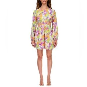 SANCTUARY Women's Long-Sleeve Cut-Out Dress Polyester Fresh Garden US XS